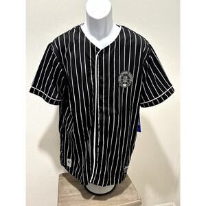 NEW! Authentic NBA Basketball Black Button Baseball Style Jersey Mens Size Large